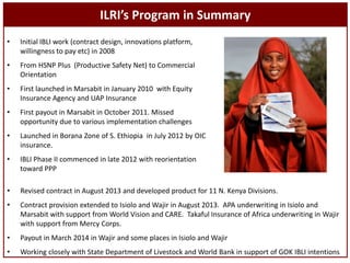 Sustainable livestock insurance for pastoralists
