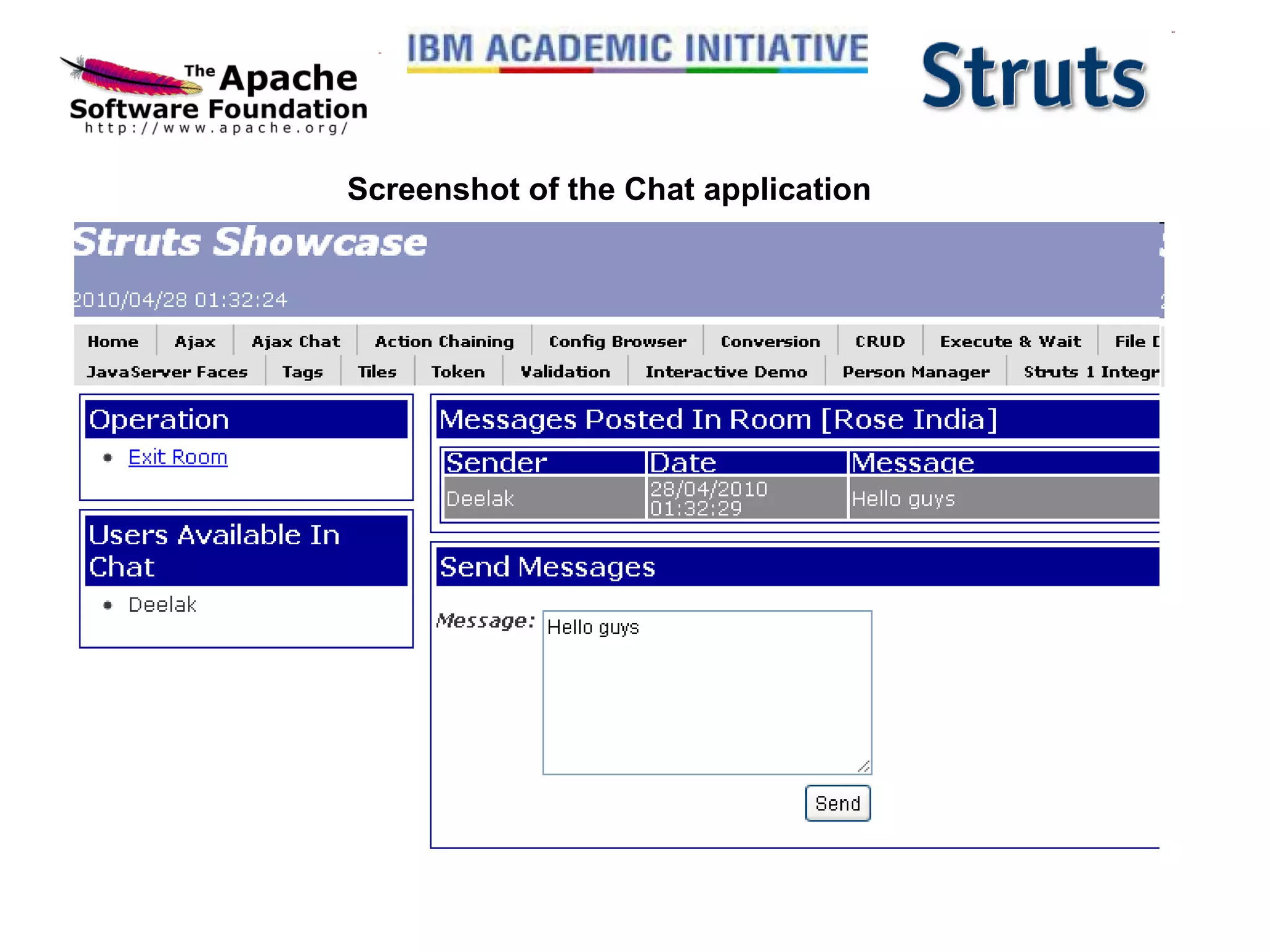 Screenshot of the Chat application   