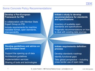Some Concrete Policy Recommendations

 Develop a Pan-European                                             Initiate a study...