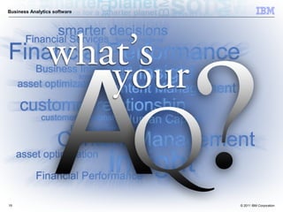 Business Analytics software




19                            © 2011 IBM Corporation
 