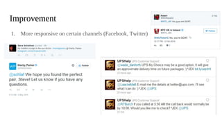 Improvement
1. More responsive on certain channels (Facebook, Twitter)
 
