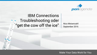Make Your Data Work for You
IBM Connections
Troubleshooting oder
“get the cow off the ice”
Nico Meisenzahl
September 2016
 