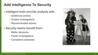26© 2017 FORRESTER. REPRODUCTION PROHIBITED.
Add Intelligence To Security
› Intelligent tools provide analysts with:
• Add...