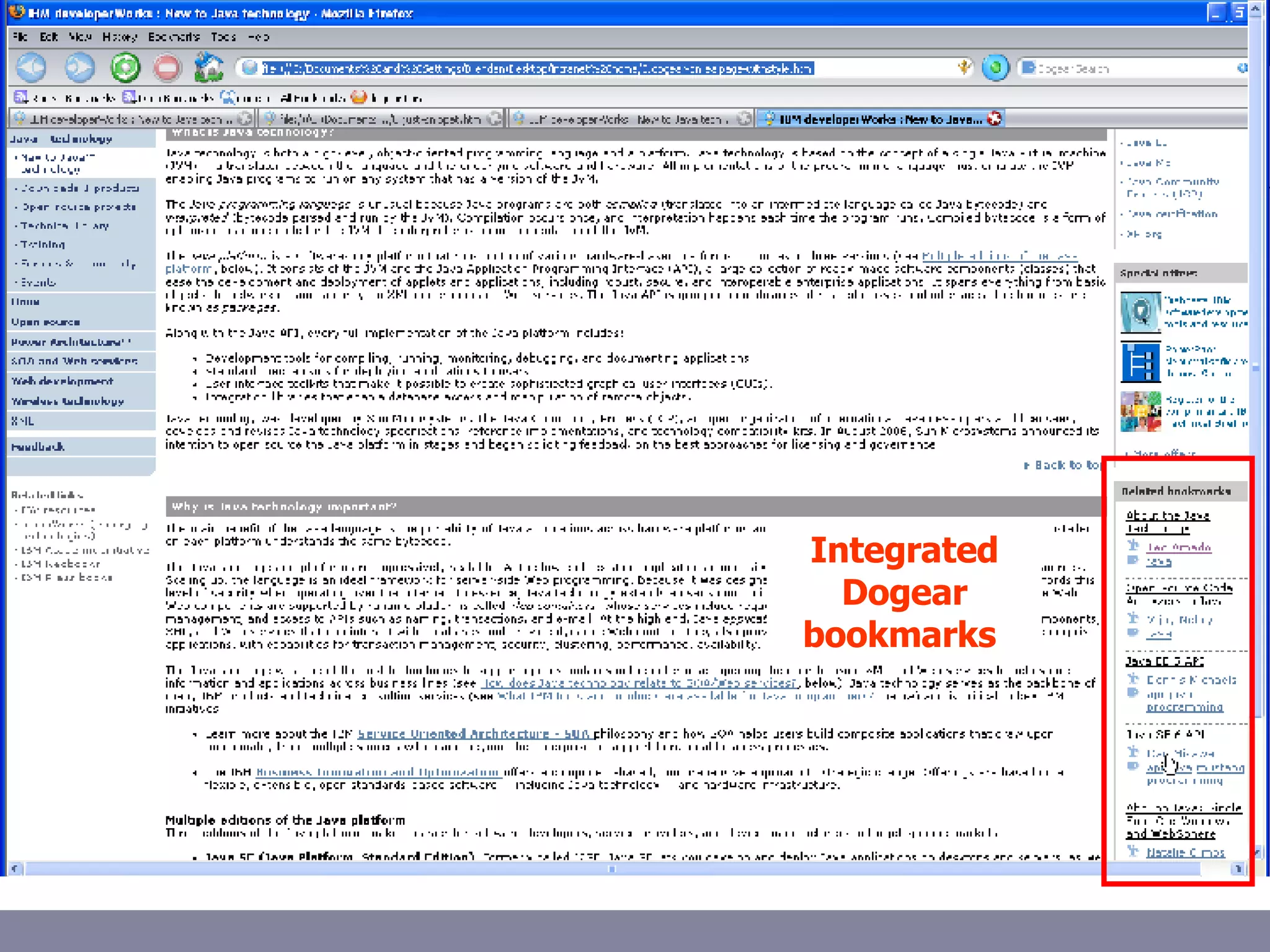 Integrated Dogear bookmarks  