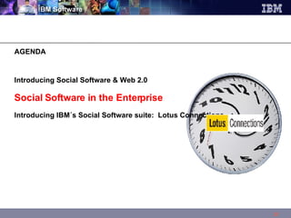 Introducing Social Software & Web 2.0 Social Software in the Enterprise Introducing IBM´s Social Software suite:  Lotus Connections AGENDA  