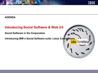 Introducing Social Software & Web 2.0 Social Software in the Corporation Introducing IBM´s Social Software suite: Lotus Connections AGENDA  