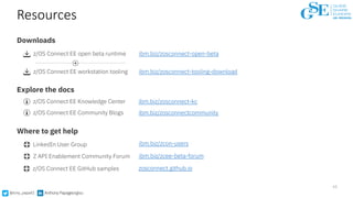 @tony_papa42 Anthony Papageorgiou
Resources
65
Downloads
Explore the docs
Where to get help
z/OS Connect EE open beta runt...