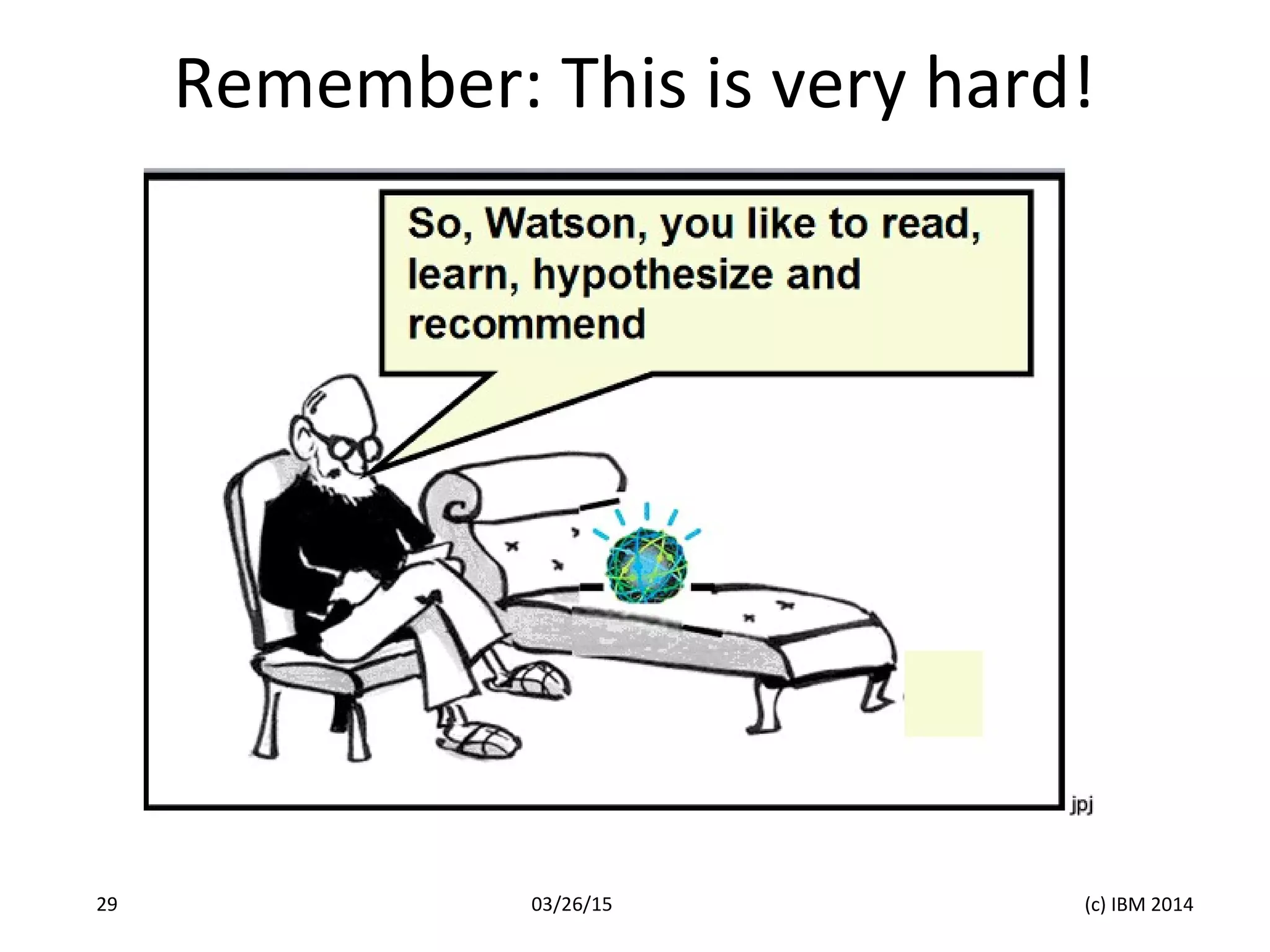 Remember: This is very hard!
03/26/15 (c) IBM 201429
rtoon courtesy of Jean Paul Jacob, IBM Research Emeritus & IBMer on Campus, UC Berke
 