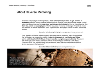 Reverse Mentoring – Leaders on a Smart Planet




              About Reverse Mentoring

                      ”Based on o...