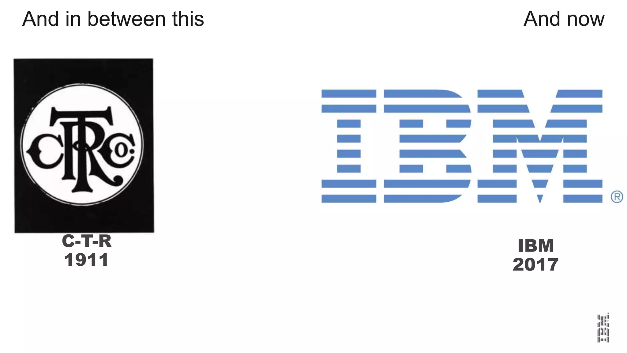 And in between this
C-T-R
1911
And now
IBM
2017
 