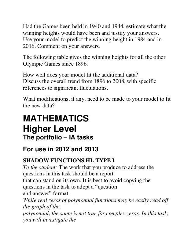 math hl ia research question