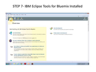 STEP 7- IBM Eclipse Tools for Bluemix Installed
 