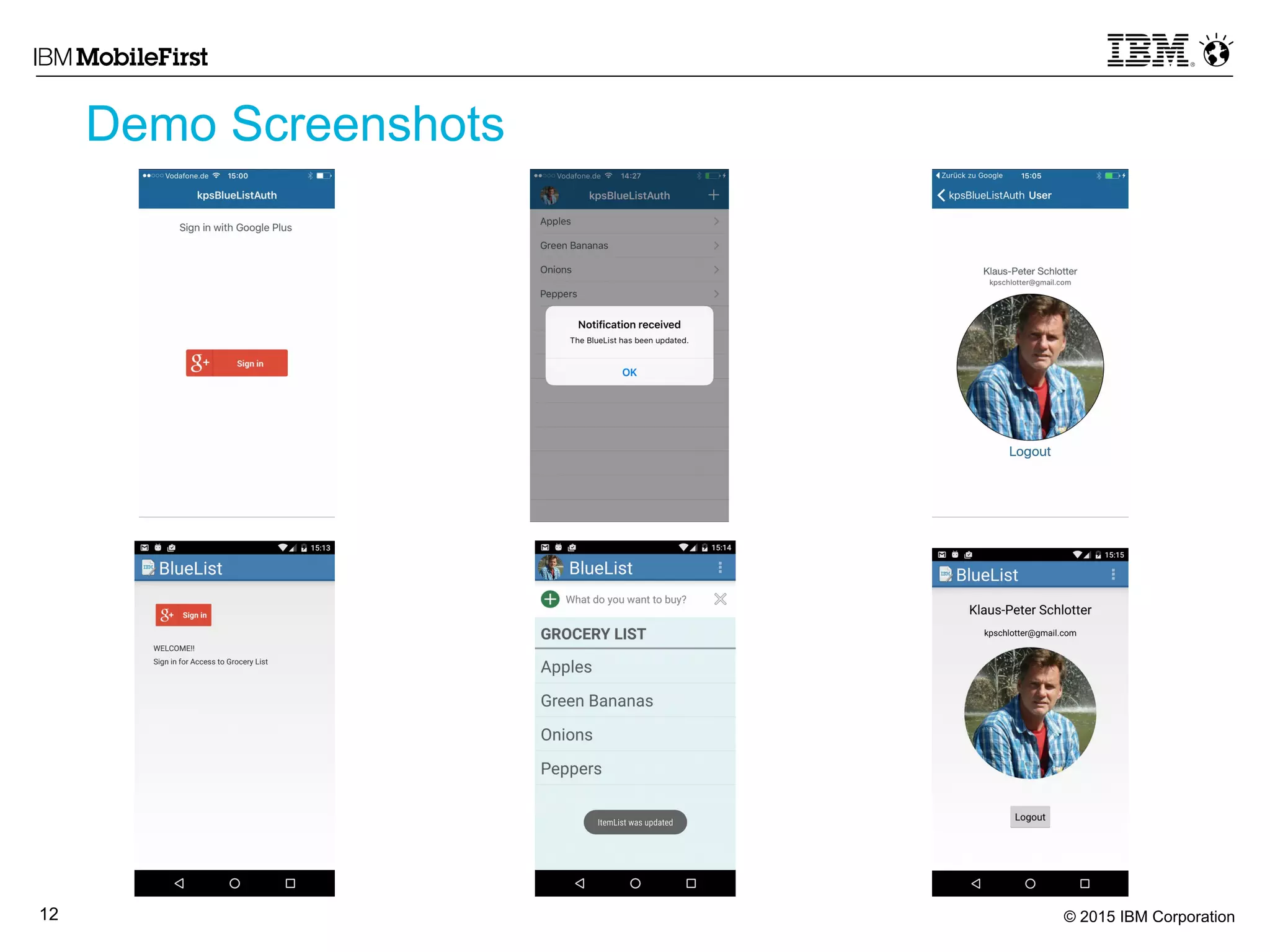 © 2015 IBM Corporation12
Demo Screenshots
 