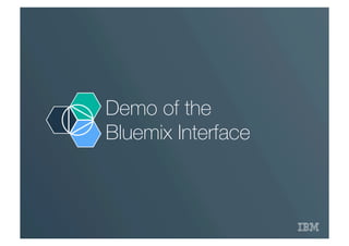 Demo of the
Bluemix Interface
 