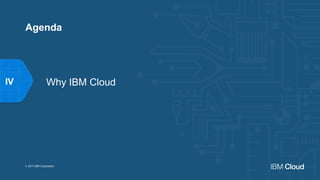 Why IBM Cloud
© 2017 IBM Corporation
IV
Agenda
 