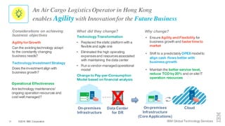 ©2016 IBM Corporation11 IBM Global Technology Services
Agility for Growth
Can the existing technology adapt
to the constan...