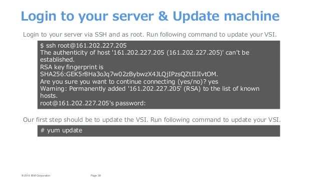 fingerprint key show ssh of Introduction on Cloud Hands 2016 SoftLayer IBM &