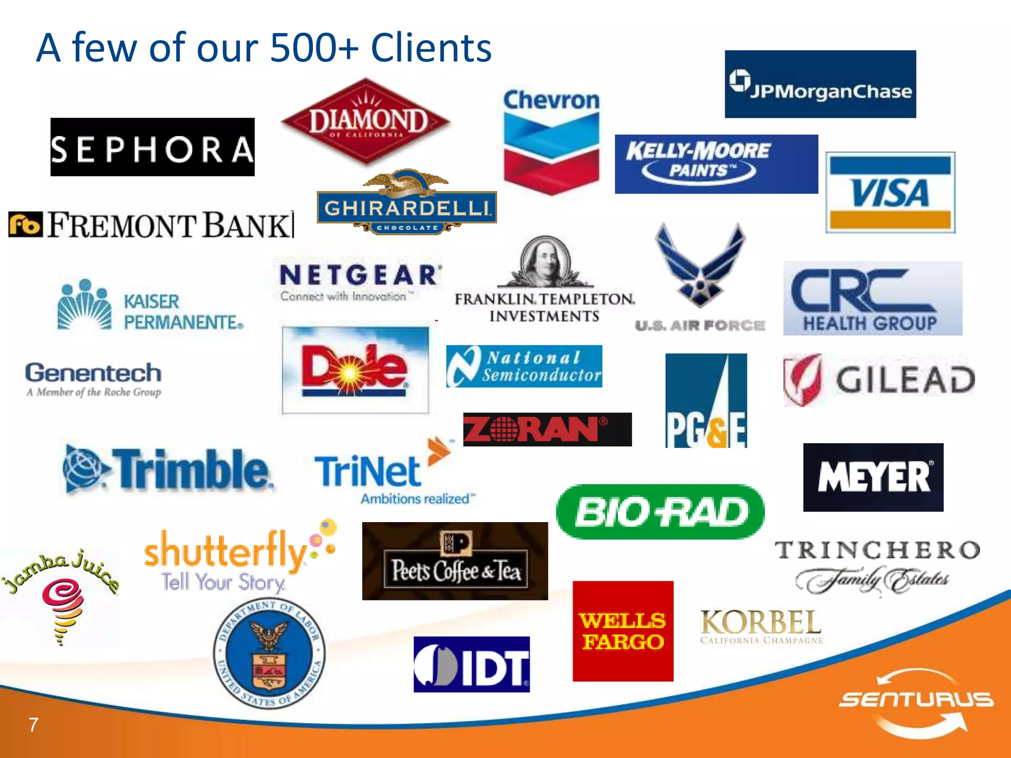 A few of our 500+ Clients




7
 