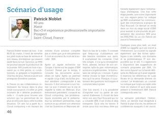 Scénario d’usage                                                                                                               travaille également dans l’informa-
                                                                                                                               tique d’entreprise. Une fois cette
                                                                                                                               étape passée, une icône clignotante
                                                                                                                               sur son espace perso lui indique
                             Patrick Noblet                                                                                    qu’IBM souhaiterait lui communi-
                             40 ans                                                                                            quer des informations à propos de
                                                                                                                               Paul Roucard. Ce dernier se rends
                             Marié                                                                                             dans un moi au siège social d’IBM
                             Bac+3 et expérience professionnelle importante                                                    pour assister à une journée de pré-
                             Prospect                                                                                          sentation des solutions IBM pour
                                                                                                                               les PME/PMI. En un clic Patrick est
                             Saint-Cloud, France                                                                               inscrit à l’événement.

                                                                                                                               Quelques jours plus tard, un mail
                                                                                                                               d’IBM lui rappelle qu’il est inscrit à
Patrick Noblet revient de loin : il est   mérites d’une solution complète           filant en bas de la vidéo. Il constate     l’événement. Le courriel lui signale
8h30 du matin, il vient de remettre       pas si chère que ça et très pérenne.      que beaucoup d’utilisateurs ont            également que des fiches spéci-
sur pied toute sa baie de serveurs et     Il croit se souvenir du nom de la so-     des besoins similaires aux siens.          fiques à ses intérêts, son domaine
son réseau d’entreprise qui avaient       ciété : IBM.                              Il souhaiterait les contacter. C’est       et sa problématique IT son dis-
sauté dans la nuit. Sans eux, sa PME                                                très simple, il n’a qu’à s’enregistrer.    ponibles sur le site. Il a également
ne pouvait assurer la production de       Après un rapide recherche sur             Nom, adresse, secteur de son en-           à disposition des suggestions de
la journée. 900 jouets en bois n’au-      Google, il arrive sur les pages d’IBM     treprise, taille du parc informatique,     contacts proposées par IBM. Un
raient pu ni être peints, ni condi-       Connect. Pressé par le temps, il          solutions implémentées… le formu-          des noms figurait sur la bande défi-
tionnés, ni préparés à l’expédition.      consulte les documents acces-             laire est rempli en 1 minute. Il peut      lante du Webcast qu’il avait regardé.
Une fois de plus, Patrick a sauvé son     sibles en ligne. Après un premier         même choisir le type d’interlocu-          Il examine les références de Luigi
entreprise d’extrême justesse.            et rapide coup d’œil, les fiches pro-     teur qu’il va avoir. Pratique, il a jus-   Ricato et lui demande d’entrer en
                                          duit semblent correspondre à ses          tement des questions techniques et         contact. Le lendemain un courriel
A l’heure où ses collaborateurs in-       besoins. Il doit retourner à son tra-     commerciales à poser.                      lui indique que Luigi a accepté cette
vestissent les locaux dans la plus        vail. Le soir il revient sur le site et                                              mise en relation et qu’il sera aussi
totale insouciance, il s’offre un petit   regarde la vidéo en Webcast, d’un         Une fois inscrit, il a la possibilité      présent à l’événement IBM. Patrick
moment de « détente profession-           événement précédent, consacré au          d’importer tout ou partie de son           corresponds avec lui.
nelle » : il surfe pour trouver une       Cloud computing. Les probléma-            carnet d’adresses. Il choisit de faire
solution qui lui permettrait de ne        tiques soulevées par le présenta-         venir son ami Paul Roucard qui lui         La semaine précédant l’événe-
plus se retrouver dans cette horrible     teur lui semblent pertinentes, mais       a conseillé IBM. Il est d’ores et déjà     ment, un dernier mail récapitule à
situation. Un ami lui a parlé du «        surtout ce qui attirent son attention     enregistré. Qu’à cela ne tienne. Il        Patrick le plan d’accès, les ateliers et
Cloud computing » en vantant les          c’est les Questions et Réponses dé-       invite, pour voir, son beau-frère qui      conférences auxquels il est inscrit,

46
 
