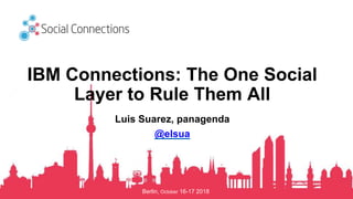 Berlin, October 16-17 2018
IBM Connections: The One Social
Layer to Rule Them All
Luis Suarez, panagenda
@elsua
 
