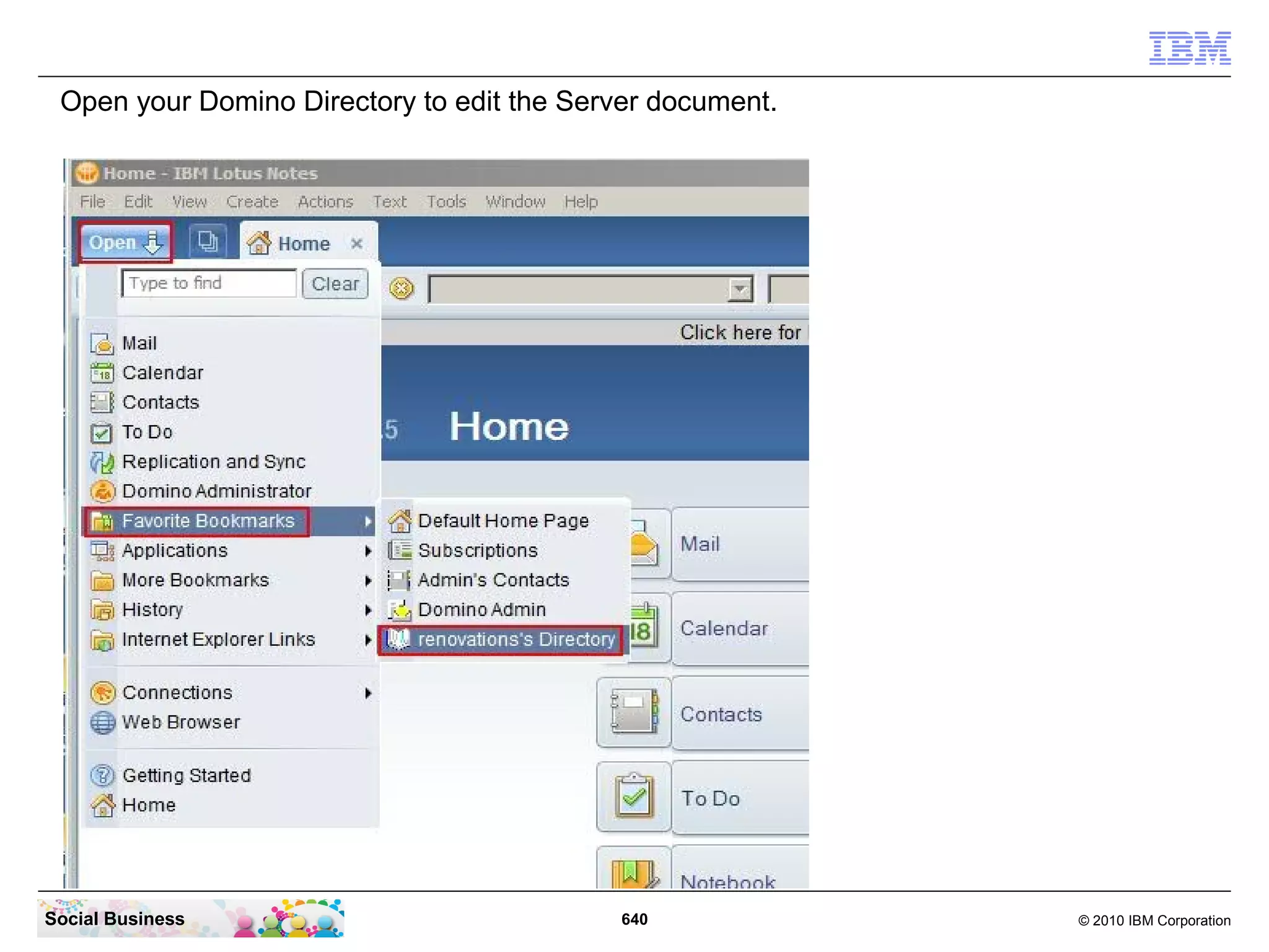 Fill the required fields:
 “Key Ring Password” and “Password Verify”. The “Common Name” is the DNS Host
 Name of your Mail server. The “Organization” the “State or Province” and “Country” fields
 needs to be filled. Take note of the “Key Ring File name”. This file name is required later.




Social Business                               640                                  © 2010 IBM Corporation
 