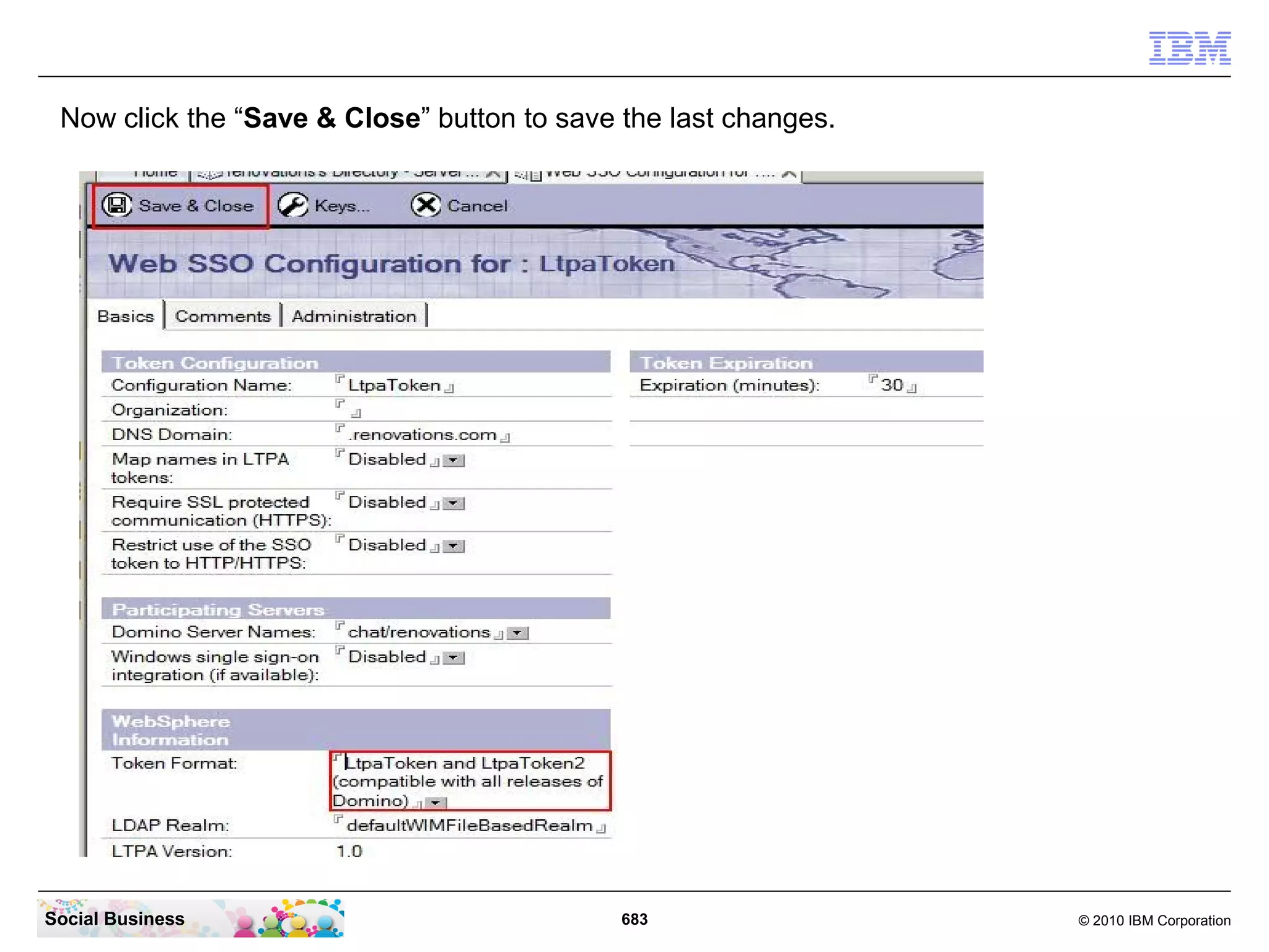 Enter the key file password and click the “OK” button.




Social Business                               683         © 2010 IBM Corporation
 