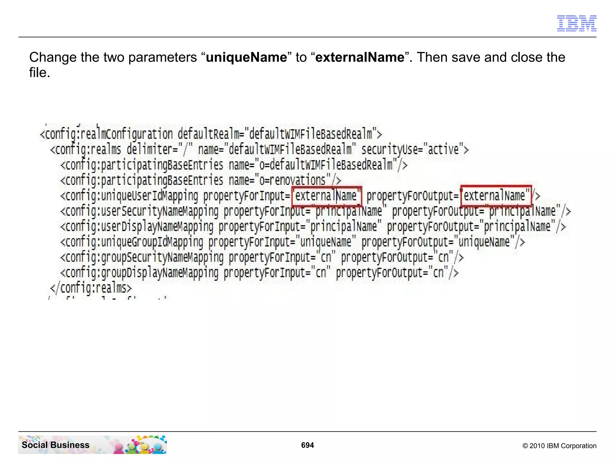 Normally it is ok to just restart the HTTP server. But in this case it is recommended to restart
 the full domino server.




Social Business                                694                                    © 2010 IBM Corporation
 
