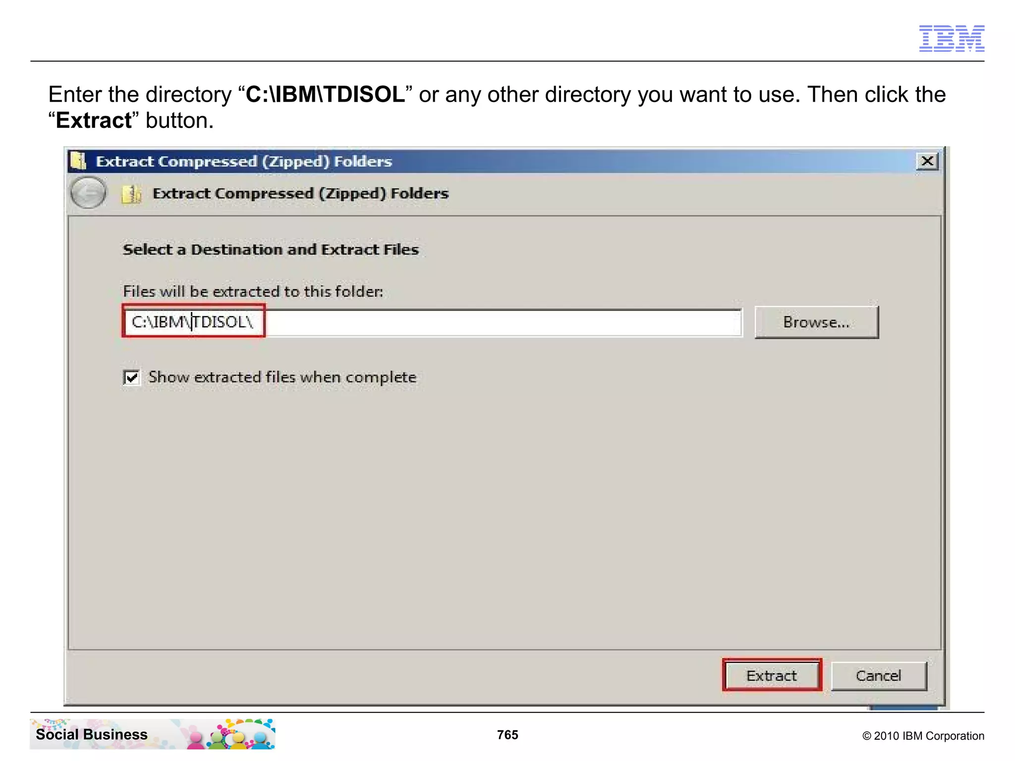 Setting up your development environment
 About this task
 When you install IBM Connections, a set of Tivoli Directory Integrator (TDI) components are
 installed on your system. These components are used by the population wizard and other
 TDI tasks, such as the synchronization tasks, to populate and update the IBM Connections
 user directory. They are stored in a compressed file referred to as the TDI solution directory
 (tdisol.zip or tdisol.tar). With the CR2 fixpack you have downloaded the file 4.0.0.0-IC-Multi-
 TDISOL-CR2-LO72170.zip. Unzip this file first and use the tdisol.zip from there.

 The solution directory includes a set of connectors, which are standard TDI components
 that you can use to build your own TDI assembly lines when the assembly lines in the
 solution directory do not suit your needs. Your custom assembly lines can:

    ●   Use an available plug point, such as an alternate source for profiles data or custom
        delete processing
    ●   Create a stand-alone program to interact with the profiles, photos, pronunciation, or
        code sections of profiles through the available connectors.

 This section describes how to set up a development environment in which you can write
 your own assembly lines using the Profiles TDI connectors provided in the IBM Connections
 installation package.



Social Business                                  765                                  © 2010 IBM Corporation
 