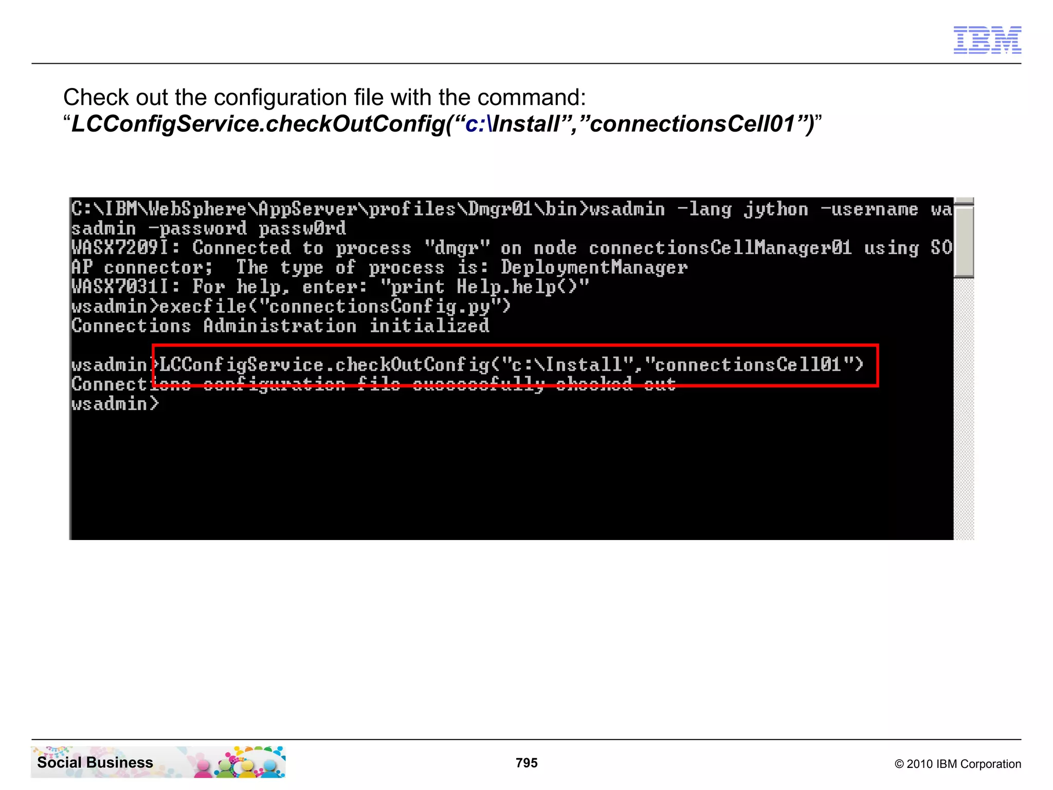 In the IBM Connections user interface navigate to “Profiles” - “My Network”. Now you can
 see the photos in the “Do You Know” frame.




Social Business                             795                                 © 2010 IBM Corporation
 