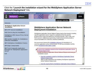 Click the “Launch the installation wizard for the WebSphere Application Server
 Network Deployment” link.




Social Busin...