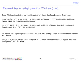 Required files for a deployment on Windows (cont)
For a Windows installation you need to download these files from Passpor...