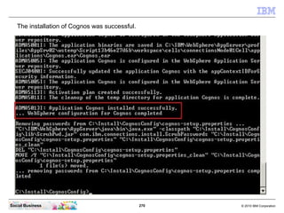 The installation of Cognos was successful.




Social Business                                 270   © 2010 IBM Corporation
 