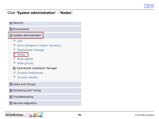Click “System administration” - “Nodes”.




Social Business                             380   © 2010 IBM Corporation
 