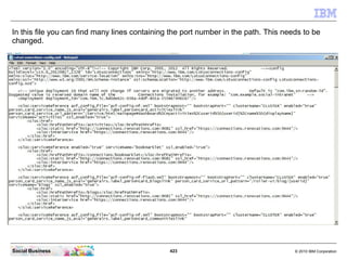 In this file you can find many lines containing the port number in the path. This needs to be
changed.




Social Business...
