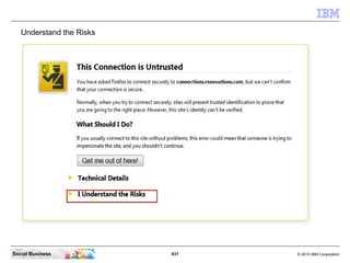 Understand the Risks




Social Business           431   © 2010 IBM Corporation
 