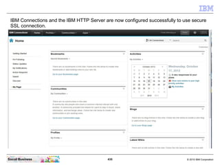IBM Connections and the IBM HTTP Server are now configured successfully to use secure
 SSL connection.




Social Business...