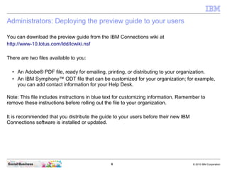 Administrators: Deploying the preview guide to your users

You can download the preview guide from the IBM Connections wik...