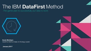 January 2017
The IBM DataFirst Method
The game plan to successfully put data to work
Kevin McIntyre
DataFirst Method Sales & Strategy Leader
 
