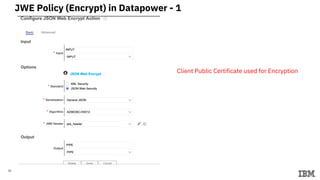 20
JWE Policy (Encrypt) in Datapower - 1
Client Public Certificate used for Encryption
 