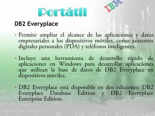 IBM Software Group | DB2 Information Management Software




DB2 Everyplace
-


-



-


    |   DB2 9 – Workshop de Introducción a XML y nuevas funciones   © 2006 IBM Corporation
 