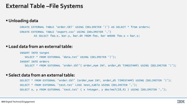 IBM Db2 11.5 External Tables | PPT