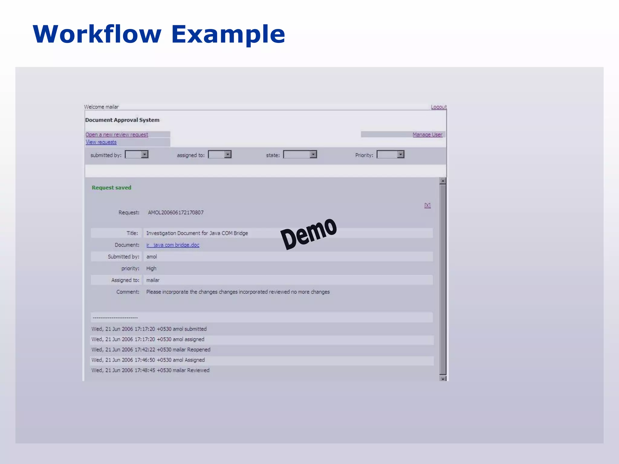 Workflow Example
 