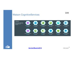 16
©IBM Corporation16
Watson CognitiveServices
ibm.biz/Bluemix2015
 