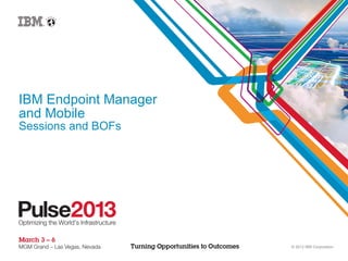 IBM Endpoint Manager
and Mobile
Sessions and BOFs




                       © 2012 IBM Corporation
 