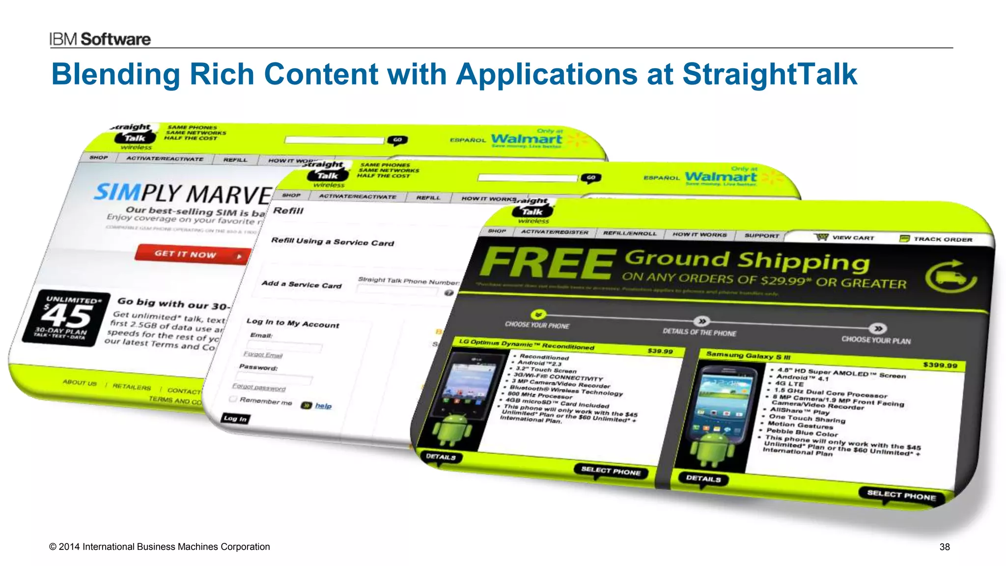 © 2014 International Business Machines Corporation 38
Blending Rich Content with Applications at StraightTalk
 