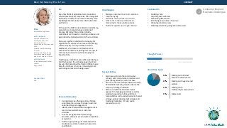 Ellen | Chief Marketing Officer for Telco
Ellen
Chief Marketing Officer
ALSO KNOWN AS
Senior Executive Vice
President and Global
Marketing Officer
Executive Vice President and
CMO
Global Brand & Marketing
Director
Global Head of Marketing
Group Managing Director
and Chief Customer Officer
METHODOLOGY
01 (validated with SMEs or
sellers)
August 2015
PERSONA CODE
C06
Bio
Like other CMOs of established communications
services provider (CSP) companies, Ellen recognizes
that today’s consumers are more connected, more
knowledgeable and create more information than
ever before.
In the past, the CMO’s role centered on advertising,
sponsorships, channel strategy, and product
strategy. But today, Ellen and her industry
counterparts are focused on creating a cohesive and
personalized overall experience for their customers.
Ellen pays significant attention to managing her
organization’s customer churn rate and improving
customer loyalty. To help increase customer
satisfaction, she focuses on interactive omni-
channel environments. Exploring cross sell, up-sell
and new revenue source options also plays an
important role.
Traditionally, chief information officers (CIOs) have
held the business’ IT purchasing power, but Ellen
has seen first-hand how this trend is shifting to give
herself, and others in her role, increasingly more
purchasing and decision-making power.
Personal Motivation
• Use digital service offerings and an effective
social presence as a way to deepen customer
understanding and engagement.
• Identify where value-added managed services
can improve wallet share or customer
stickiness.
• Look for the right partners (technology
providers, channels, etc.) to create competitive
ecosystems.
• Build an appropriate go-to-market plan that
emphasizes customer outcomes, not service
specification.
Challenges
• Manage customer churn and retention.
• Improve loyalty.
• Generate new sources of revenue.
• Shift to omni-channel, data driven,
marketing for measurable success.
• Build and operate in an agile manner.
Responsibilities
• Explore ways to help the end-consumer
connect, and communicate to maintain and
grow the organization’s customer base.
• Assume or oversee multiple customer contact,
B2B and B2C marketing roles to advance the
company’s strategic initiatives.
• Balance a traditional brick-and-mortar
approach to managing operations as well as
working to spend more time with direct
responsibilities such as advertisement, channel
strategy, product development strategy and
traditional marketing (TV, ads, sports,
sponsorships, etc.).
Evaluated On
• Reducing churn
• Acquiring new customers
• Monetizing data services
• Identifying new sources of revenue
• Achieving content success
• Obtaining advertising recognition and success
Thought Process
LONG-TERM STRATEGICOPERATIONAL
Work Time Spent
SUMMARY
50% Meetings with internal
executives and the team
20% Meetings with agencies and
vendors
15% Meetings with
media/analysts and partners
15% Market visits
Consumer Inspired
Business Challenges2
 