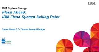 IBM System Storage

Flash Ahead:
IBM Flash System Selling Point
Steven Gerald C.T – Channel Account Manager

1

© 2013 IBM Corporation

 