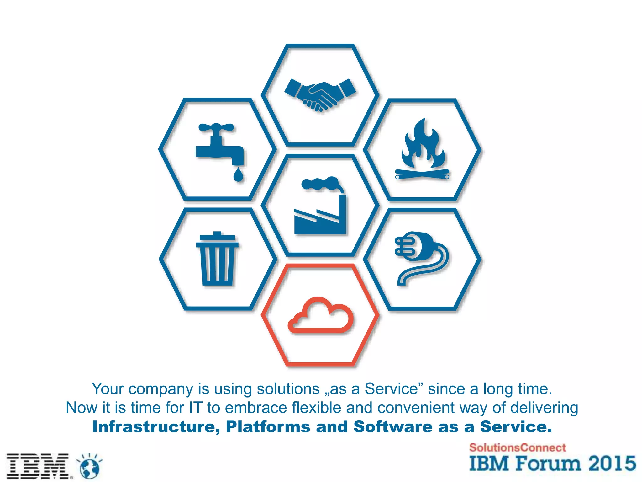Your company is using solutions „as a Service” since a long time.
Now it is time for IT to embrace flexible and convenient way of delivering
Infrastructure, Platforms and Software as a Service.
 