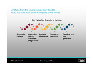 Analysis from the CEOs commentary has led
us to five core traits of the Enterprise of the Future


                       ...