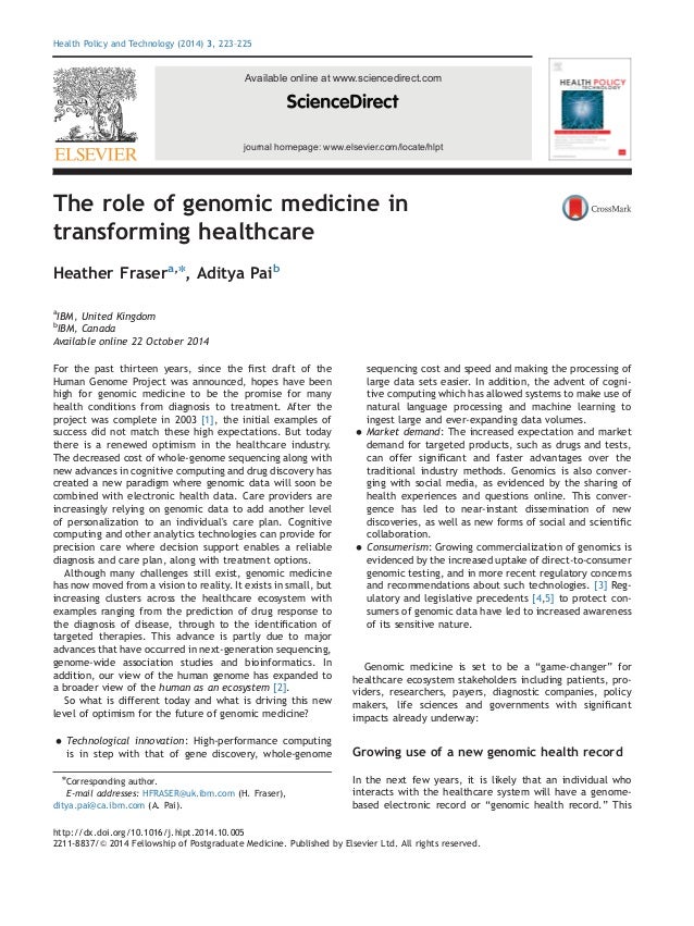 journal homepage: www.elsevier.com/locate/hlpt 
Available online at www.sciencedirect.com 
The roleofgenomicmedicinein 
tr...